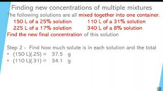 Video 22  Finding the new concentration when mixing multiple solutions together