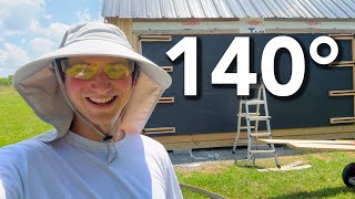 Solar Kiln Build Continues in Extreme Heat! Door Sag Fix + More Insulation and Siding