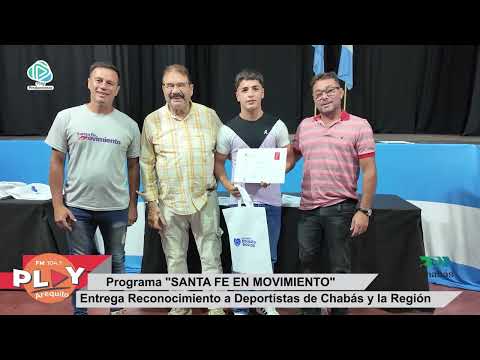 SENADOR ROSCONI Y LUCAS FANELLI, PRES. COMUNAL DE CHABAS ENTREGA RECONOCIMIENTO DEPORTISTAS