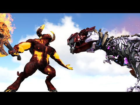 INFERNAL MINOTAUR vs. SKELETAL BRONTO/GIGA & ALPHA DINOS | ARK Dino Battle 🦎