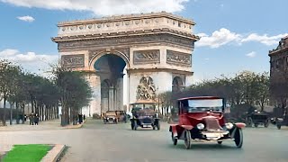 A day in Paris 1920 in color [60fps,Remastered] w/sound design added