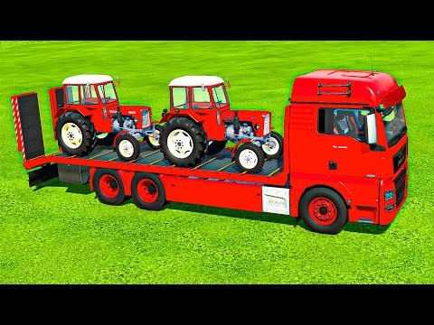 TRANSPORTING URSUS C330 MINI TRACTORS WITH DAF TRUCKS - Farming Simulator 22