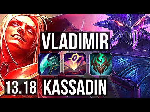 VLAD vs KASSADIN (MID) | 11 solo kills, Legendary, 1.0M mastery, 300+ games | KR Diamond | 13.18