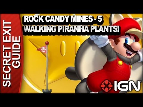 New Super Mario Bros. U Secret Exit Walkthrough - Rock Candy Mines-5: Walking Piranha Plants!