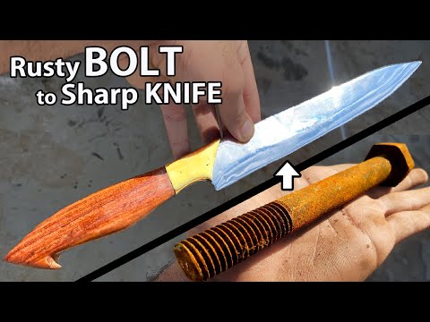 Turning a Rusty BOLT into a Beautiful Shiny CHEF KNIFE