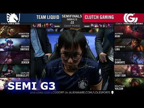 TL vs CG - Game 3 | Semi Finals S9 LCS Summer 2019 | Team Liquid vs Clutch Gaming G3