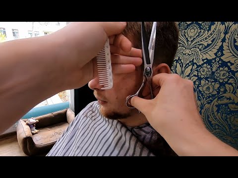 ASMR Simple Messy Haircut. Just Scissors. No Talking, No Clippers, No Hairdryer.