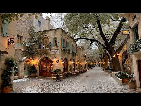 Deep & Warm Morning Jazz❄️Snowy Outdoor Vintage Café in a Quiet Winter Town | Relaxing Jazz Playlist