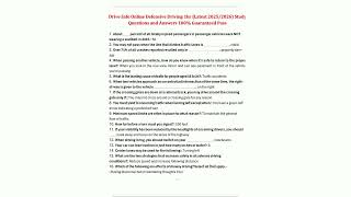 drive Safe Online Defensive Driving 1Hour Course  Study Questions and Answers  100 Guaranteed Pass