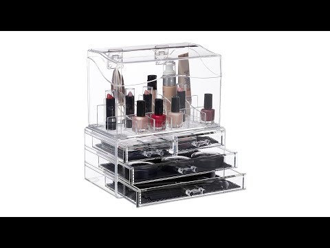 Make Up Organizer mit Deckel Kunststoff - 24 x 25 x 16 cm