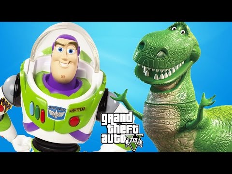 TOY STORY - BUZZ LIGHTYEAR and REX have fun in GRAND THEFT AUTO Video