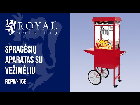 vaizdo įrašas - Spragėsių aparatas su vežimėliu - raudonas