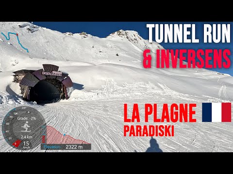 [4K] Skiing La Plagne, Tunnel Run (Blue) and Inversens (Red), Paradiski France, GoPro HERO11