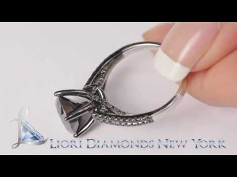 BDR-070 - 3.98 Carat Certified Natural Black Diamond Engagement Ring 18k Black Gold