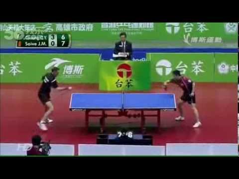 Jean-Michel Saive and Chuang Chih-yuan hilariously absurd table tennis match