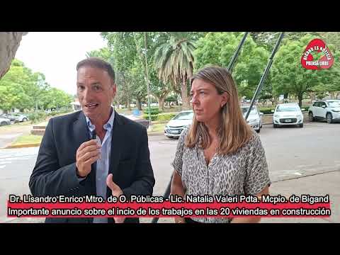 LISANDRO ENRICO MINISTRO DE OBRAS PÚBLICAS, NATALIA VALERI PRESIDENTA MUNICIPIO DE BIGAND.