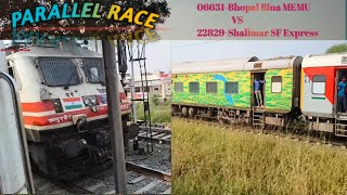 Khatarnak☠️ | 🏁Parallel Race🏁 Bhopal-Bina Memu & Shalimar Weekly SF Express | Indian Railways🇮🇳