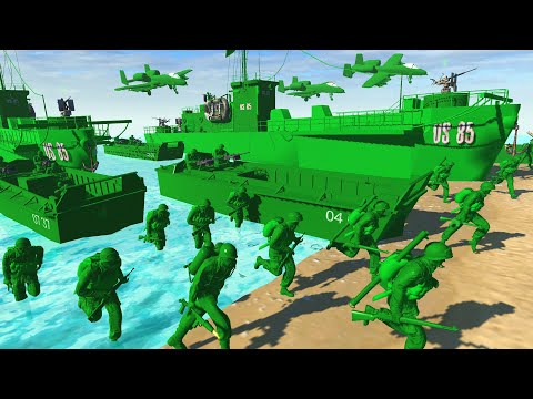 Green Army Men Island Beach Invasion! - Men of War: Army Men Mod battle Simulator