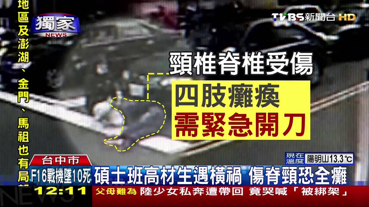 碩士班高材生遇橫禍 傷脊頸恐全癱
