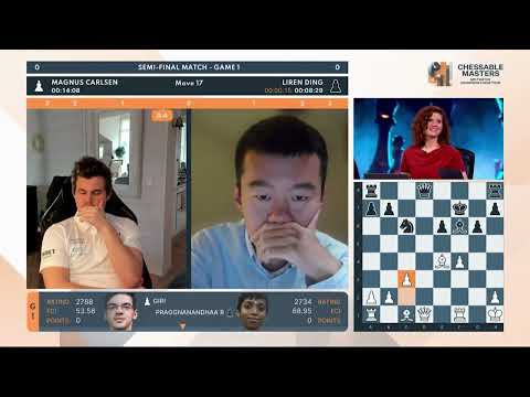Magnus Carlsen vs Ding Liren Semi Final Match Game 1 CCT Chessable Masters 2022