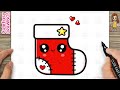 How To Draw A Cute Christmas Stocking Easy Step By Step For Kids