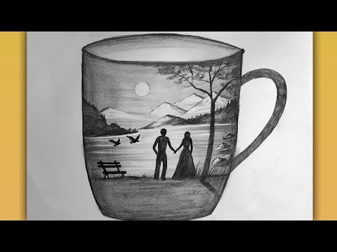 drawing scenary in a cup by aiya