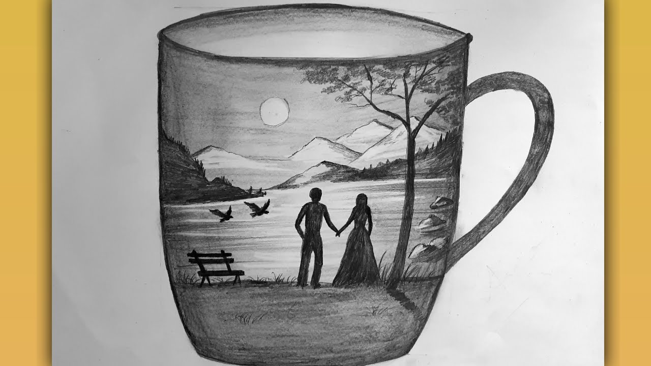 drawing scenary in a cup by aiya