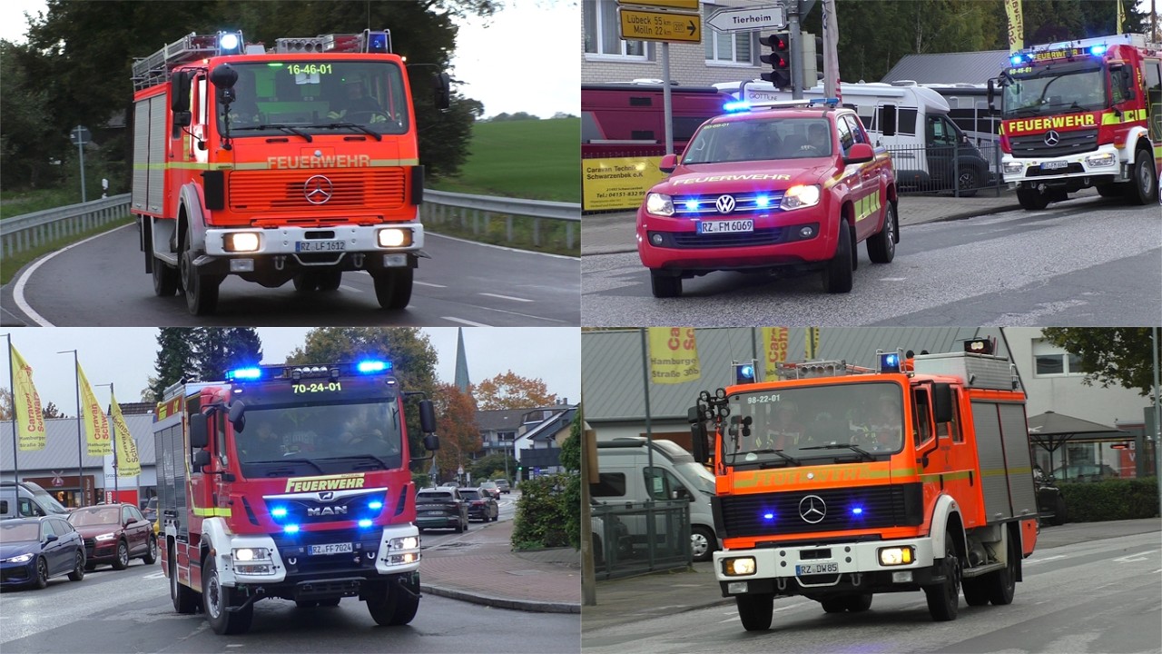 [Großbrand auf Recyclinghof!] Einsatzfahrten zum Großalarm in Wiershop (Kreis Herzogtum Lauenburg)