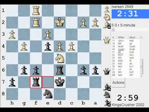 Difesa di Alekhine: Blitz LIVE #1256 contro Iversen (2049) - Difesa di Alekhine: Scandinavo (B02)