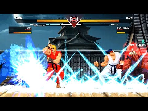 ICE POWER RYU & FIRE POWER KEN vs ONI & SHIN AKUMA - Highest Level Amazing Fight!