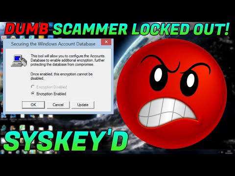 Setting a PASSWORD on a SALTY scammers PC! [SYSKEY'D]