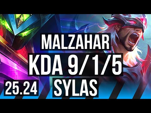 MALZAHAR vs SYLAS (MID) | Good KDA: 9/1/5 | KR Master | 25.24