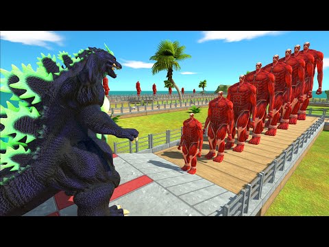 Super Godzilla VS Growing Colossal Titan Death Run - Animal Revolt Battle Simulator