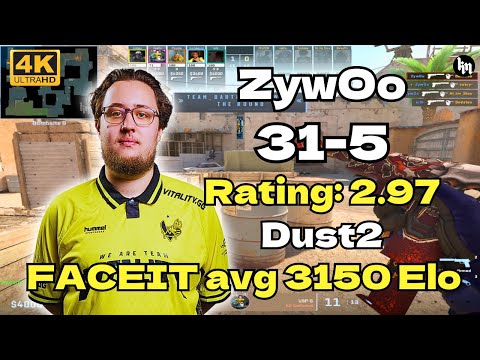 ZywOo (31-5) SoloQ Rating 2.97 (Dust2) | FACEIT avg 3150 Elo | Sep 4, 2025 | CS2 POV/DEMO