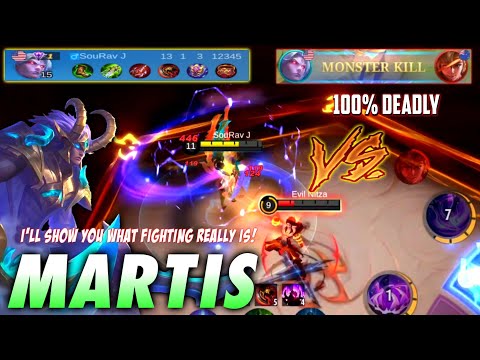 13 Kills Solo Rank!! Martis Unstoppable Gank, Martis Offlane Monster Best Rotation Gameplay ~ MLBB