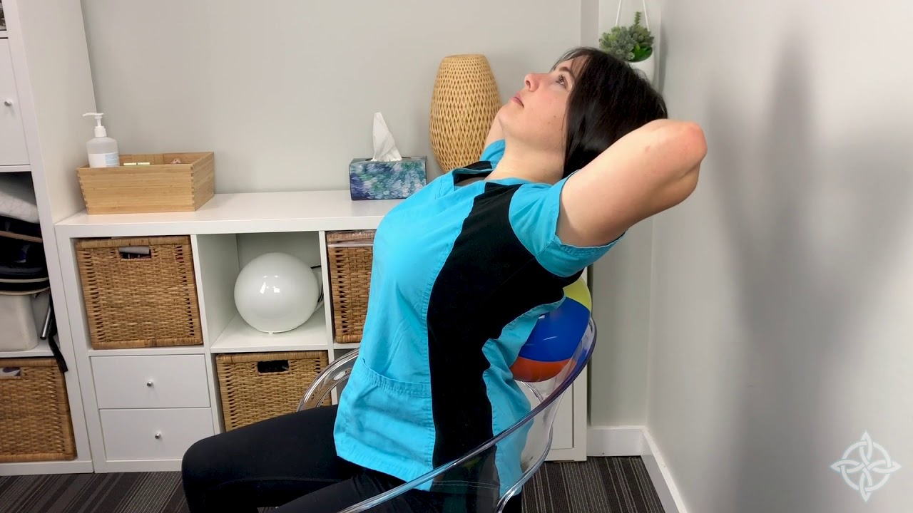 Seated Mid & Upper Back Stretch (with a ball)