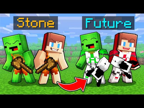 JJ and Mikey From STONE to FUTURE - Minecraft Maizen