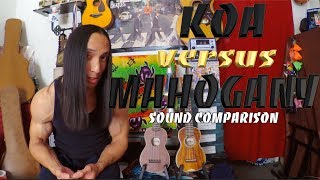Video thumbnail for KOA ukulele vs. MAHOGANY ukulele Ohana SK-390 vs. Ohana SK-38 by iamshake