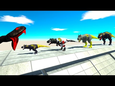 4 SIZE BATTLE of BATMAN T-REX TEAM - Animal Revolt Battle Simulator ARBS