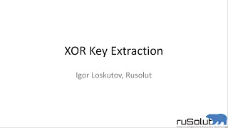 XOR key extraction from the dump. XOR key adjustment. XORed SA.