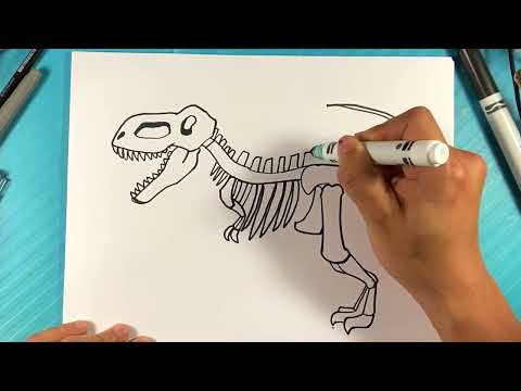 How to Draw DINOSAUR SKELETON - Trex