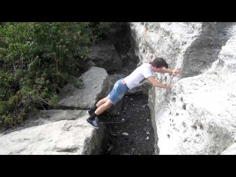 Ryan attempts some mild Parkour at Mckinney falls state park