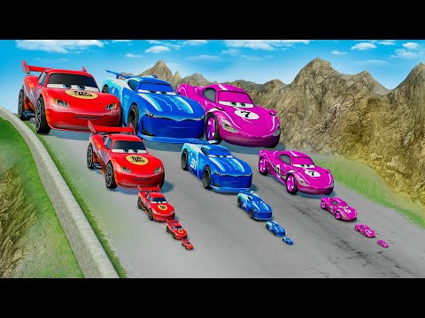 Big & Small Dragon Lightning McQueen vs Big & Small Cam Spinner vs Racer Holley vs DOWN OF DEATH!