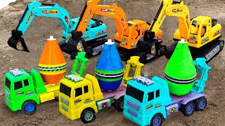 Police Car and Construction Vehicles Bulldozer, Cement Truck, Road Roller, Transporting Cars - Bé Cá