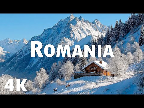 Romania Winter 4K – Snowy Carpathian Towns & Forests in Cold Mountain Morning Glow
