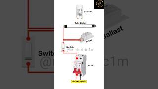 Fluorescent Tube Light wiring connection/Using Electrical Choke and Starter #shorts #youtubeshorts