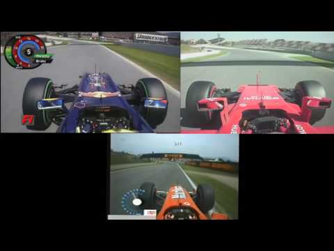 Onboard F1 2017 test (V6) vs F1 2010 (V8) vs F1 2002 (V10) no chicane @ Spain Barcelona