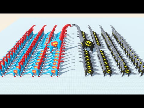 NEW BATMAN vs RED ALL SUPERMAN BRACHIOSAURUS BATTLE DEATH RUN - Animal Revolt Battle Simulator