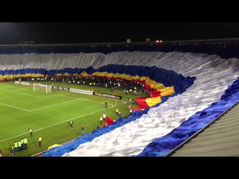"la bandera mas grande del mundo (Millonarios vs Corinthians) 3 de abril" Barra: Comandos Azules • Club: Millonarios