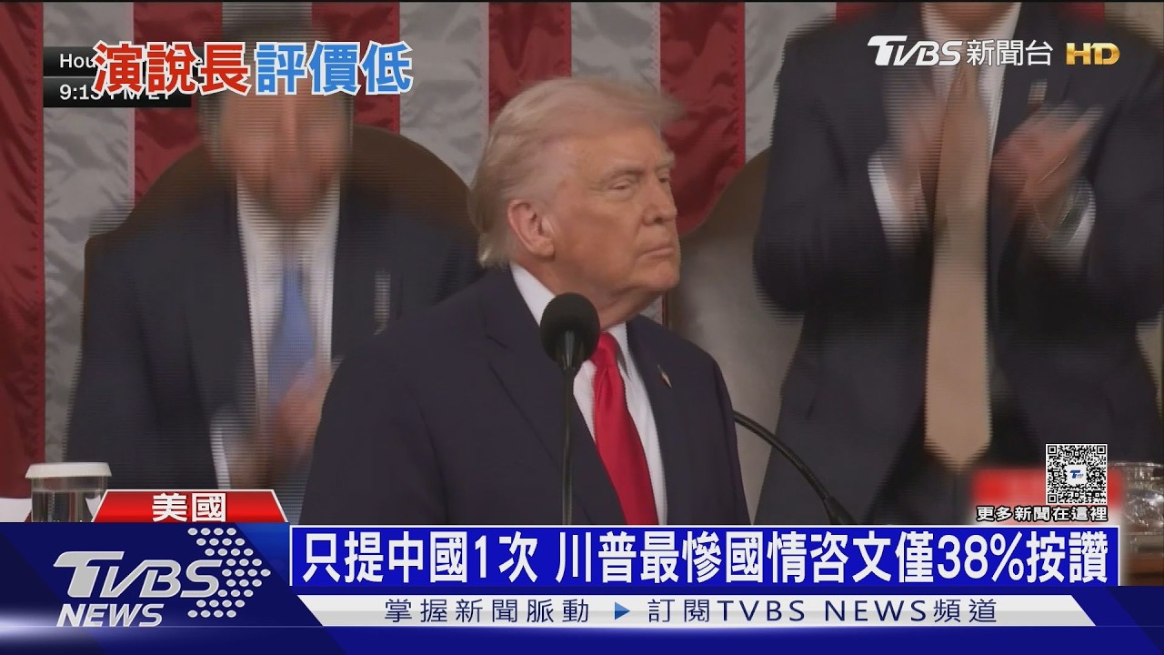 影音/只提中國1次!川普最慘國情咨文僅38%按讚 紐時:談伊朗避重就輕